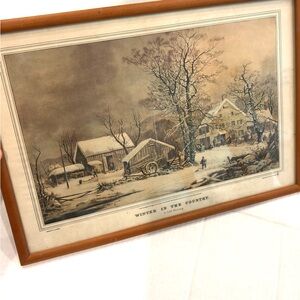 Vintage Art Print 15x11 Winter in the Country
